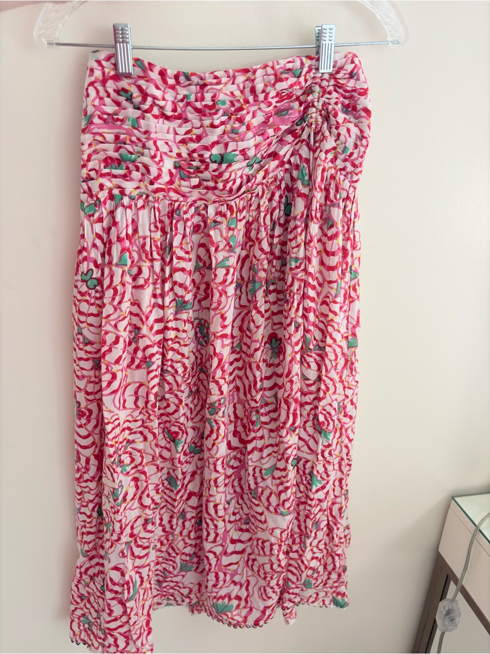 Pink & Teal Floral Textured Maxi Skirt